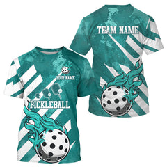 Maxcorners Custom Men's Grunge Pickleball T-Shirt Turquoise Pickleball Jersey For Pickleball Team LM2608