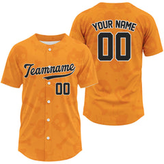 Maxcorners Custom Halloween Baseball Jersey For Men Funny Orange Halloween Youth Baseball Jersey LM0409