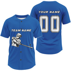 Maxcorners Custom Blue And White Minimalist Baseball Shirts For Men Youth Baseball Shirt Outfits LM1809