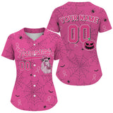 Maxcorners Custom Ribbon Pink Boo Halloween Baseball Shirt For Men Funny Baseball Jersey LM0910