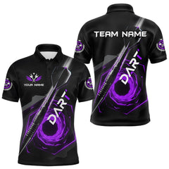 Maxcorners Black And Purple Geometry Swirl Dart Arrow Custom Men Darts Polo Shirt Dart Gifts TU1711