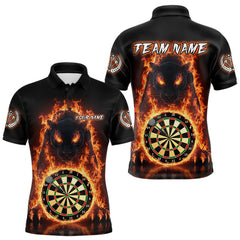 Maxcorners Custom Fire Flame Dartboard Horror Panther Dart Men Polo Jerseys Red Flame Dart Shirts LM2110