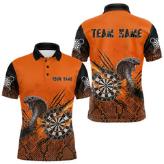 Maxcorners Black & Orange Leather Cobra Darts Custom Men Dart Polo Jersey Splatter Dart League Shirt
