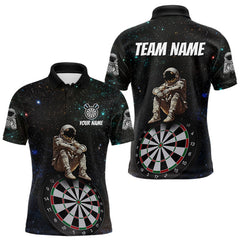 Maxcorners Custom Galaxy Astronaut Dartboard Funny Dart Polo Shirt For Men Outfit Dart Team Jerseys LM2509