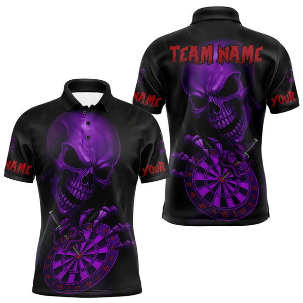 Maxcorners Custom Blood Cobra Purple Dartboard Skeleton Dart Men Polo Jerseys Dart Team Shirt TU1410