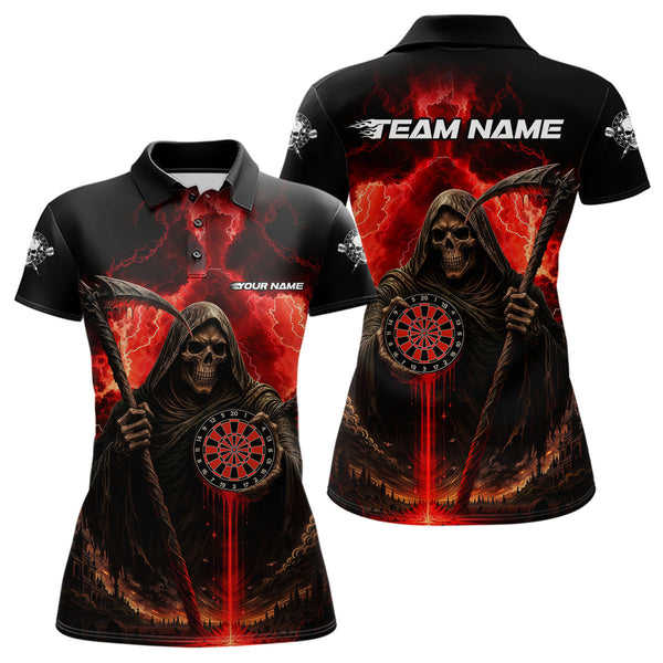 Maxcorners Custom Lightning Red The Grim Heaper Dartboard Dart Polo Shirt For Men Dart Team Jerseys MT1309