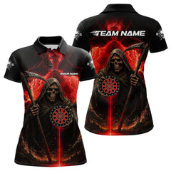 Maxcorners Custom Lightning Red The Grim Heaper Dartboard Dart Polo Shirt For Men Dart Team Jerseys MT1309