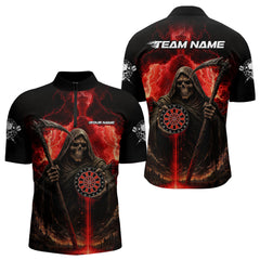 Maxcorners Custom Lightning Red The Grim Heaper Dartboard Dart Polo Shirt For Men Dart Team Jerseys MT1309