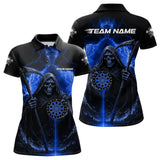 Maxcorners Custom Lightning Blue The Grim Heaper Dartboard Dart Polo Shirt For Men Dart Team Jerseys MT1309