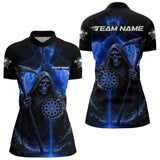Maxcorners Custom Lightning Blue The Grim Heaper Dartboard Dart Polo Shirt For Men Dart Team Jerseys MT1309