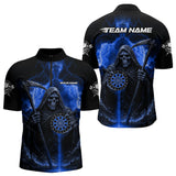 Maxcorners Custom Lightning Blue The Grim Heaper Dartboard Dart Polo Shirt For Men Dart Team Jerseys MT1309