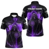Maxcorners Custom Lightning Purple The Grim Heaper Dartboard Dart Polo Shirt For Men Dart Team Jerseys MT1309