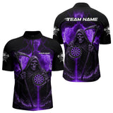 Maxcorners Custom Lightning Purple The Grim Heaper Dartboard Dart Polo Shirt For Men Dart Team Jerseys MT1309