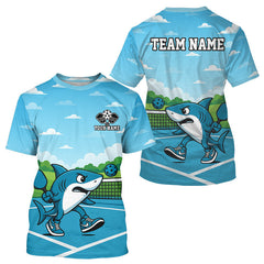 Maxcorners Custom Shark Plays Ball Funny Pickleball T-Shirt For Men Pickleball Tournament Jersey MT1309