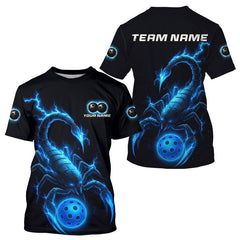 Maxcorners Custom Lightning Blue Ball Scorpion Pickleball T-Shirt For Men Outfits Pickleball Jersey LM2509