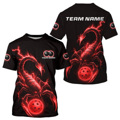 Maxcorners Custom Lightning Red Ball Scorpion Pickleball T-Shirt For Men Outfits Pickleball Jersey LM2509
