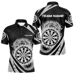 Maxcorners Silver Flames Dragon Dartboard Men Darts Polo Shirt Custom Dragon Team Dart League Shirt LM2711
