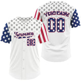 Maxcorners Custom Blue Red American Flag Baseball Shirt For Men Patriotic Baseball Jerseys LM0910