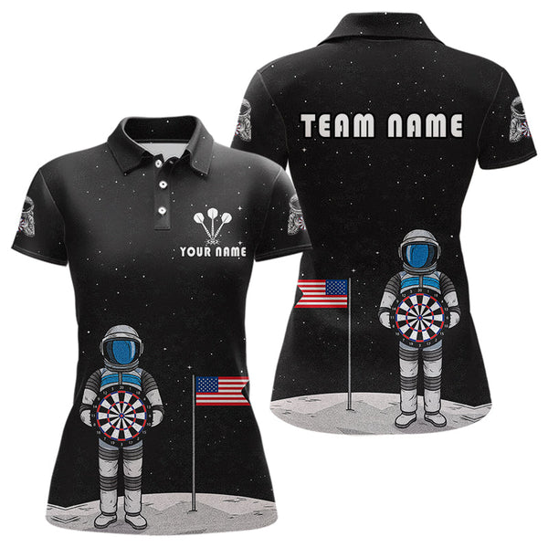 Maxcorners Custom Black Galaxy Astronaut Dart Polo Shirt For Men Outfit Dart Team Jerseys MT1309