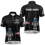 Maxcorners Custom Black Galaxy Astronaut Dart Polo Shirt For Men Outfit Dart Team Jerseys MT1309