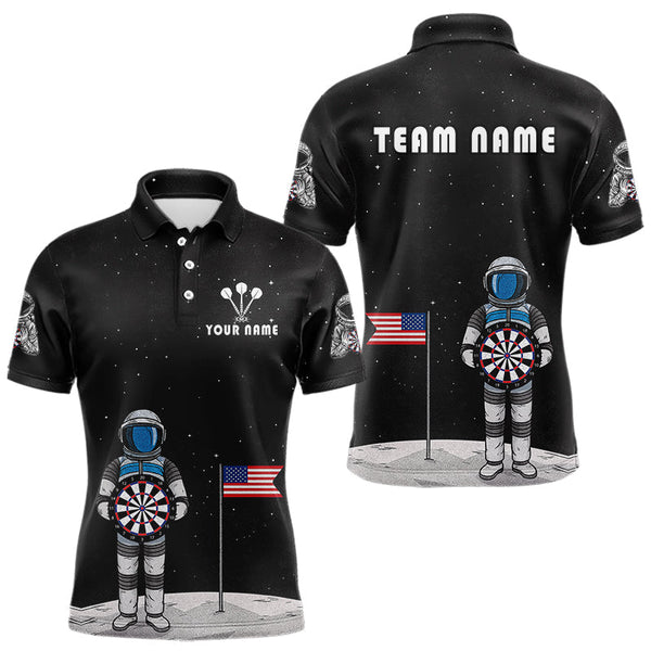 Maxcorners Custom Black Galaxy Astronaut Dart Polo Shirt For Men Outfit Dart Team Jerseys MT1309