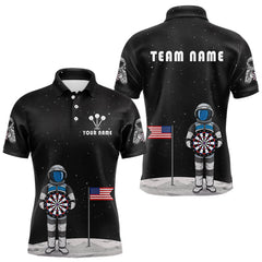 Maxcorners Custom Black Galaxy Astronaut Dart Polo Shirt For Men Outfit Dart Team Jerseys MT1309