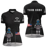 Maxcorners Custom Black Galaxy Astronaut Dart Polo Shirt For Men Outfit Dart Team Jerseys MT1309