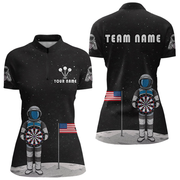 Maxcorners Custom Black Galaxy Astronaut Dart Polo Shirt For Men Outfit Dart Team Jerseys MT1309