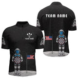 Maxcorners Custom Black Galaxy Astronaut Dart Polo Shirt For Men Outfit Dart Team Jerseys MT1309