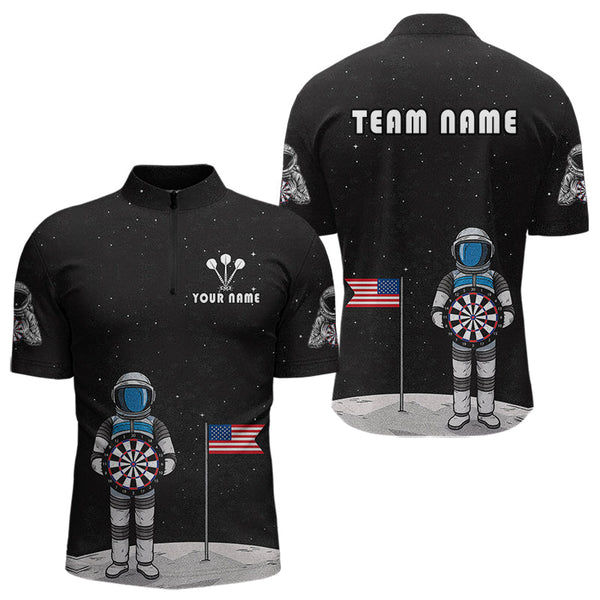 Maxcorners Custom Black Galaxy Astronaut Dart Polo Shirt For Men Outfit Dart Team Jerseys MT1309