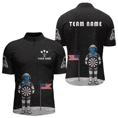 Maxcorners Custom Black Galaxy Astronaut Dart Polo Shirt For Men Outfit Dart Team Jerseys MT1309