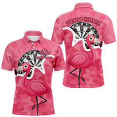 Maxcorners Custom Pink Flamingo Camouflage Dartboard Men Darts Polo League Shirts Funny Dart Jerseys LM2512