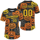 Maxcorners Custom Colorful Pumpkin Baseball Halloween T-Shirt For Men Hallow's Eve Baseball Shirts LM1809