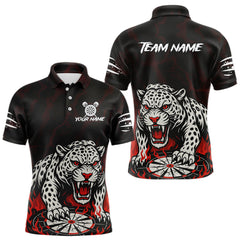 Maxcorners Custom Black And Red Panther Horror Dartboard Dart Polo Shirt For Men Dart Team Jersey TU2309