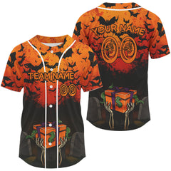 Maxcorners Custom Creepy Halloween Baseball Ball Shirt For Men Skull Baseball Team Jerseys LM2509