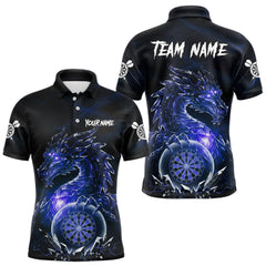 Maxcorners Blue Dartboard Lightning Dragon Stone Custom Mens Polo Dart Shirt Dart Team Jerseys TU2810