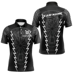 Maxcorners Custom Black Grey Dartboard Dart Men Polo Shirt Outfits Dart Team Jerseys LM0210