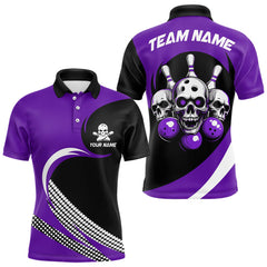 Maxcorners Custom Purple Skull Bowling Shirt Polo Bowling Jersey For Men Women Bowling Outfit LM014
