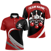 Maxcorners Custom Red Skull Bowling Shirt Polo Bowling Jersey For Men Women Bowling Outfit Lm014