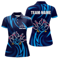 Maxcorners Personalized Neon Blue Bowling Shirts For Men Women Bowling Polo Team Jersey