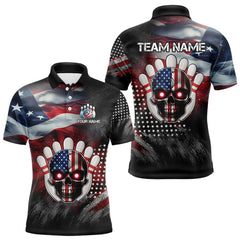 Maxcorners Us Flag Bowling Polo Shirt For Men And Women Custom Bowling Team League