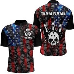 Maxcorners Custom Skull Polo Bowling Shirt For Men & Women American Bowling Team League