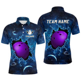 Maxcorners Custom 3D Bowling Polo Shirt Purple & Blue Bowling Team Jersey Unisex Bowling Outfit