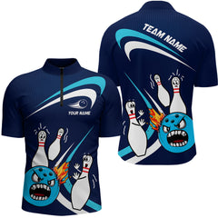 Maxcorners Custom Crazy Bowling Shirt For Men Women Bowling Polo Shirt Blue Bowling Outfit