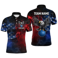 Maxcorners Personalized American Bowling Shirts Men Women Eagle Polo Bowling Team Jersey