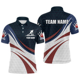 Maxcorners Personalized Red Blue & White Bowling Shirt Patriotic Polo Bowling Jersey for Men & Women