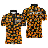 Maxcorners Funny Orange Humburger Bowling Shirt for Men Bowling Team League Polo & Quarter-Zip Bowling Jersey MT1607