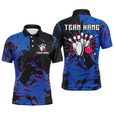 Maxcorners Camo Purple Bowling Jersey Men Custom Blue Bowling Shirts Polo Bowling Team