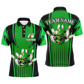 Maxcorners Personalized Bowling Patrick Day Shirt For Men Lucky Bowling Team Jersey Green Bowling Polo Shirt