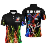 Maxcorners Rainbow Flame Eagle Bowling Team Jersey Personalized Bowling Polo Shirt For Men And Women